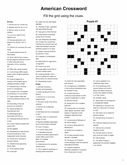 American Crossword 15x15 - 1 puzzle PDF preview