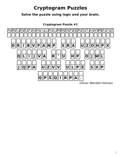 Random Cryptogram - 6 puzzles PDF preview