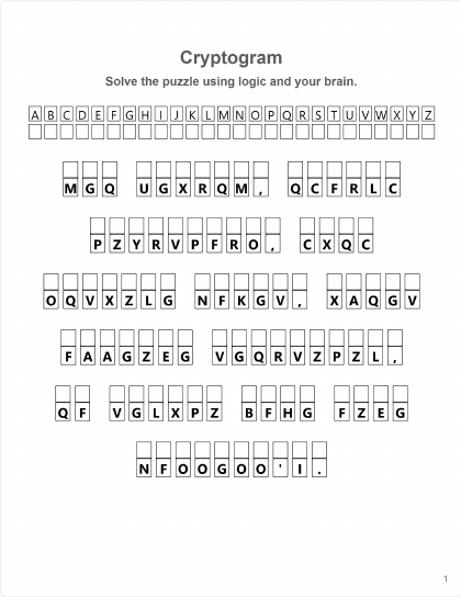 Cryptogram - 15 words, 91 chars PDF preview