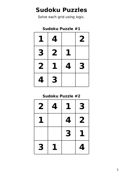 Sudoku 4x4 Easiest Ever - 24 puzzles PDF preview
