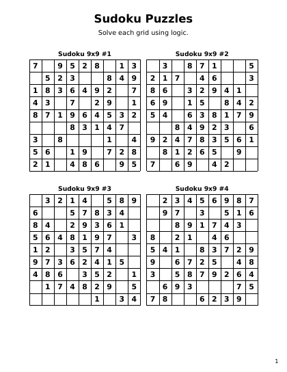 Sudoku 9x9 Easiest Ever - 144 puzzles PDF preview