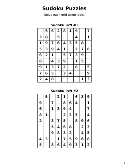 Sudoku 9x9 Easiest Ever - 64 puzzles PDF preview