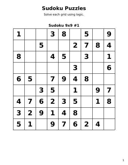 Sudoku 9x9 Easy - 48 puzzles PDF preview