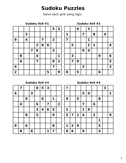 Sudoku 9x9 Hard - 144 puzzles PDF preview