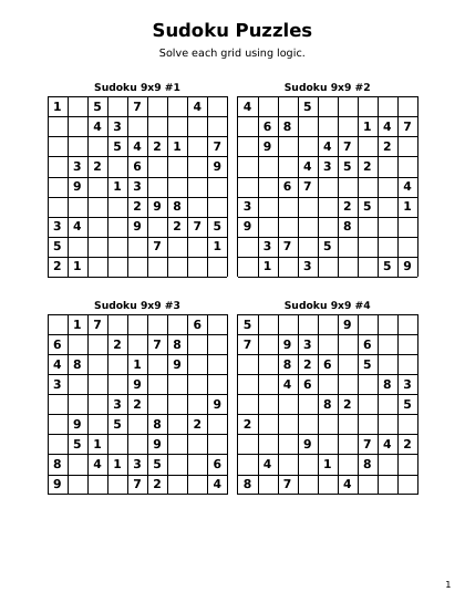 Sudoku 9x9 mediumHard - 144 puzzles PDF preview
