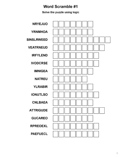 AI Word Scramble - 2 puzzles PDF preview