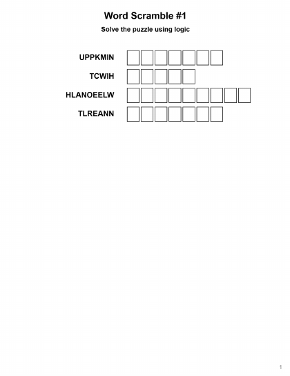 Word Scramble - 4 words PDF preview