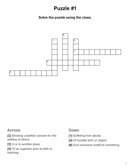 Random Crossword - 16 puzzles PDF preview