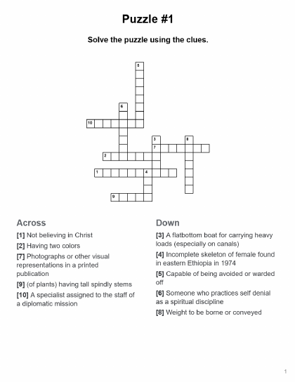 Random Crossword - 8 puzzles PDF preview