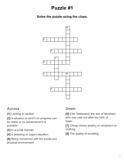 Random Crossword - 8 puzzles PDF preview