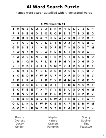 AI Word Search 18x18 - 8 puzzles PDF preview