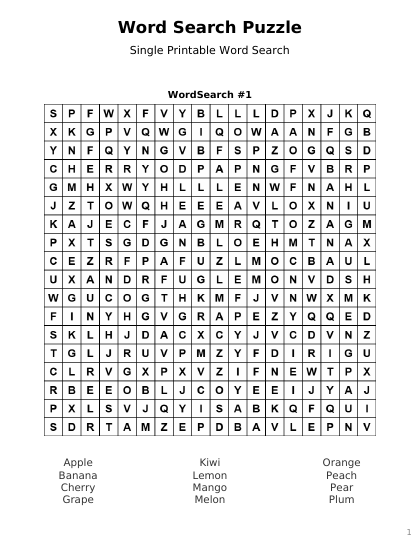 Word Search 18x18 - 12 words PDF preview