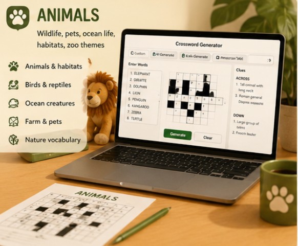 Tema de Crucigrama de Animales AI