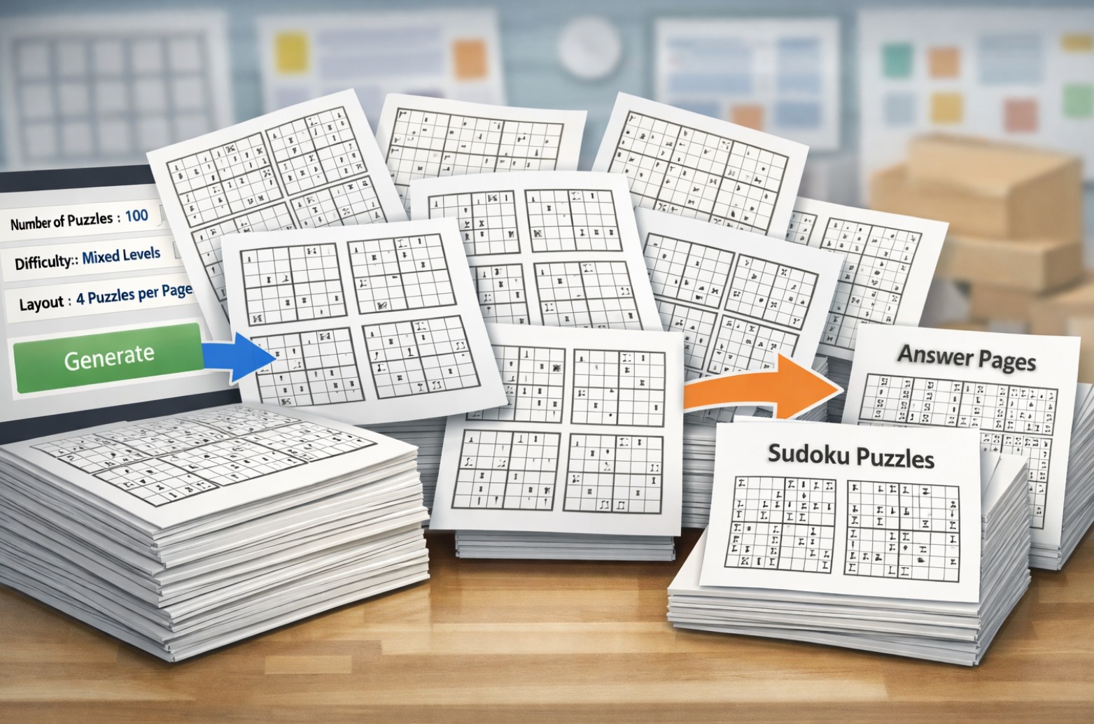 Example of generating multiple Sudoku puzzle pages in bulk