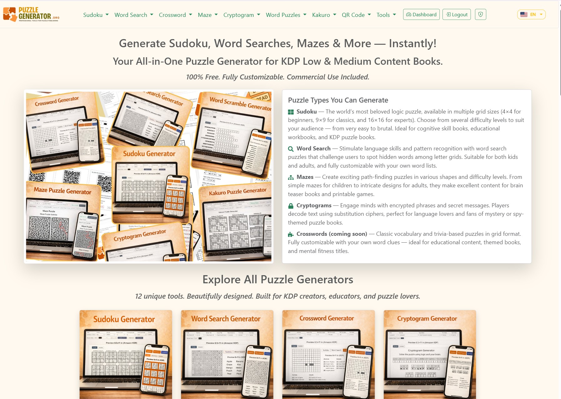 Puzzle Generator for KDP Publishers | PuzzleGenerator.org – Create ...
